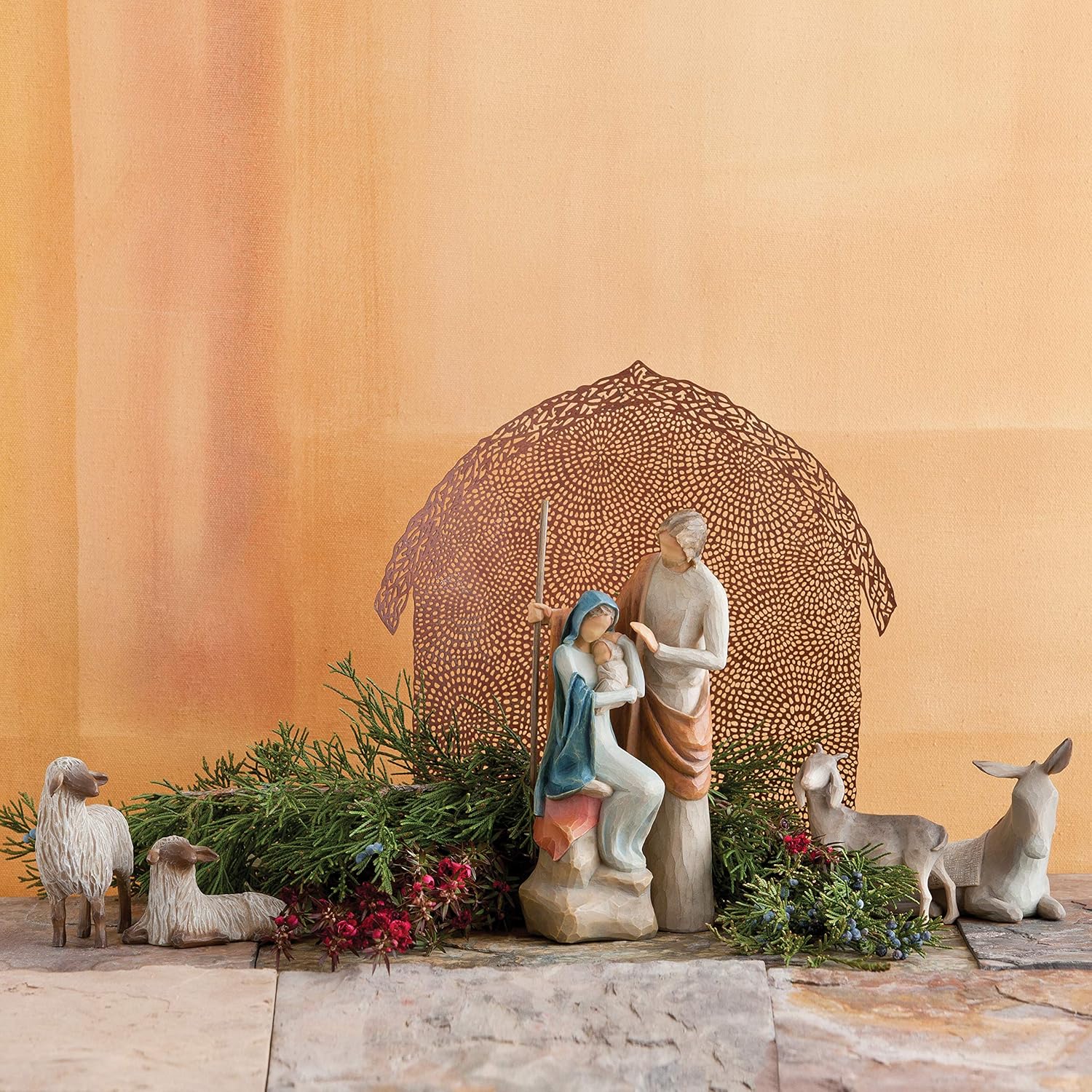 Nativity Backdrop for Holy Family, Pierced-Metal Decor E722539