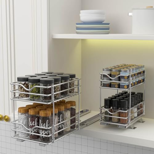 2 Tier Pull Out Spice Rack Organizer for Cabinet H271005