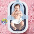 31'' Folding Baby Bathtub Travel Bathtub Newborn Tub with Support Baby Bath Seat Shower Mat to Recline or Sit Up for 0-6Y Infants and Toddlers,Blue