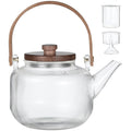 34oz Glass Stovetop Teapot, Borosilicate Glass Tea Pot with 2 Types of Removable Insufers, Heat-Resistant Tea Kettle with Wooden Lid, Tea Maker for Boiling Tea, Gas & Electric Stove Safe
