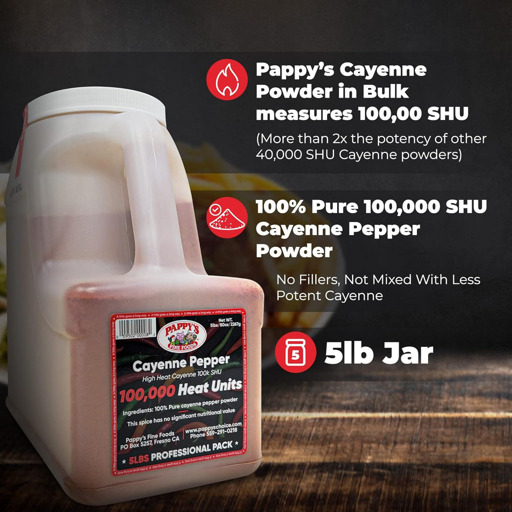 Cayenne Pepper Powder 100,000 Heat Units, 5lb Jar B3785