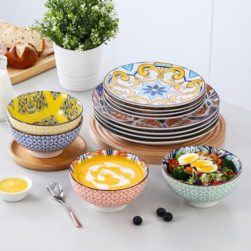 12 Piece Ceramic Dinnerware Set for 4, Black and White Porcelain S22918