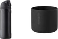 OwalaOwala FreeSip Insulated Stainless Steel Water Bottle, Very Dark & Silicone Water Bottle Boot, Anti-Slip Protective Sleeve Cover, BlackOwala
