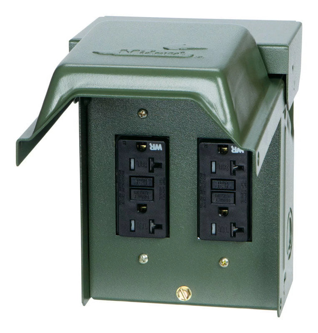 GE Backyard 20A Green Residential Grade 5-20R GFCI Outlet with 2 Receptacles