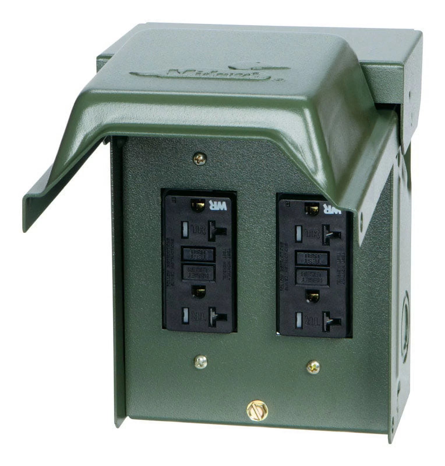 GE Backyard 20A Green Residential Grade 5-20R GFCI Outlet with 2 Receptacles