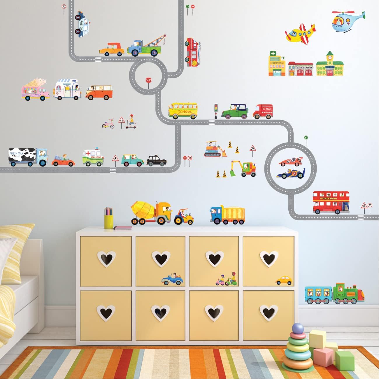 Road and Transports Kids Wall Stickers Peel and Stick Removable U846952
