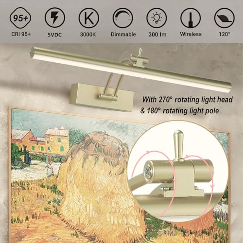 2 Pack Battery Operated Picture Light for Wall, 16" Wireless, Dimmable with Remote N8375