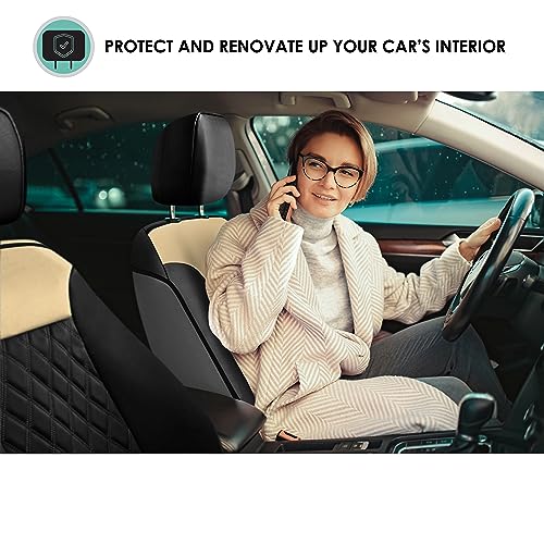 Faux Leather Car Seat Covers Front Set for Low Back Seats with Removable Headrest X384