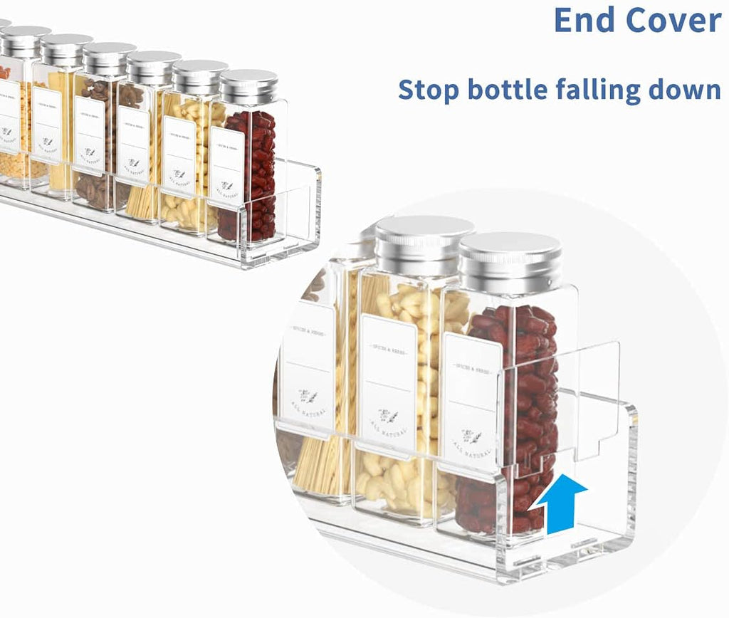 Acrylic Spice Rack Wall Mount 15 Inch, 4 Pack Hanging Shelf for Cabinet Door Z18297