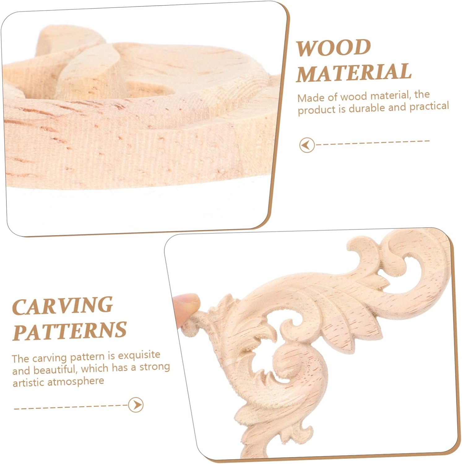 4pcs Unpainted Wood Carved Furniture Appliques Dresser Decor K32919
