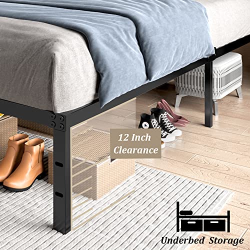 Twin Metal Platform Bed Frame with Under-Bed Storage, 14 Inches, No Box Spring Needed A15604
