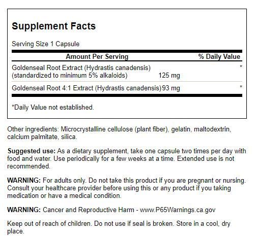 Goldenseal Root Herbal Supplement, 120 Capsules X956078