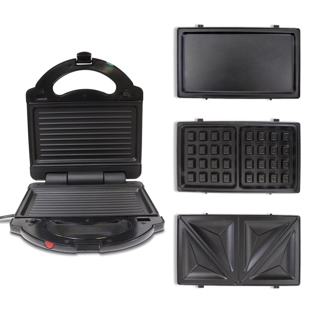 4-in-1 Waffle Maker, Indoor Grill, Sandwich Maker, Panini Press, Electric Griddle, Removable Non-Stick Plates H92613