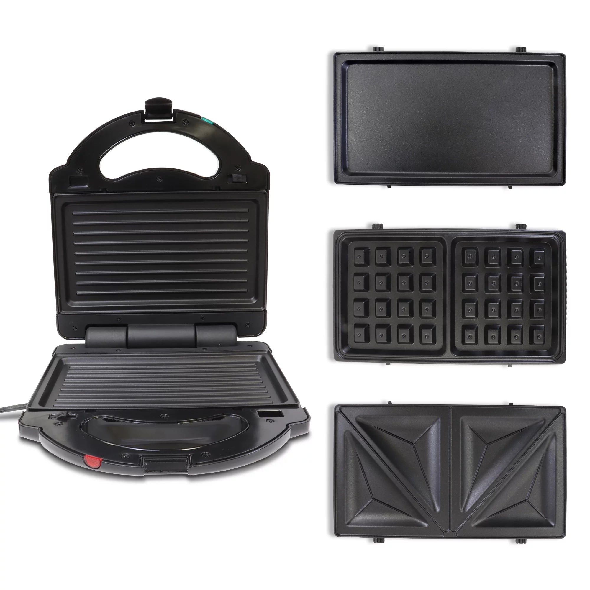 4-in-1 Waffle Maker, Indoor Grill, Sandwich Maker, Panini Press, Electric Griddle, Removable Non-Stick Plates H92613