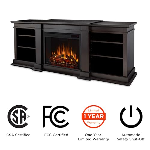 72" TV Stand with Electric Fireplace, Black, Fits up to 70" TV W2754