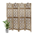 ECOMEX Carved Room Dividers,6 Panel Room Divider with Hand Carved Vintage Style Room Dividers and Folding Privacy Screens,Retro Flower Pattern, Grey