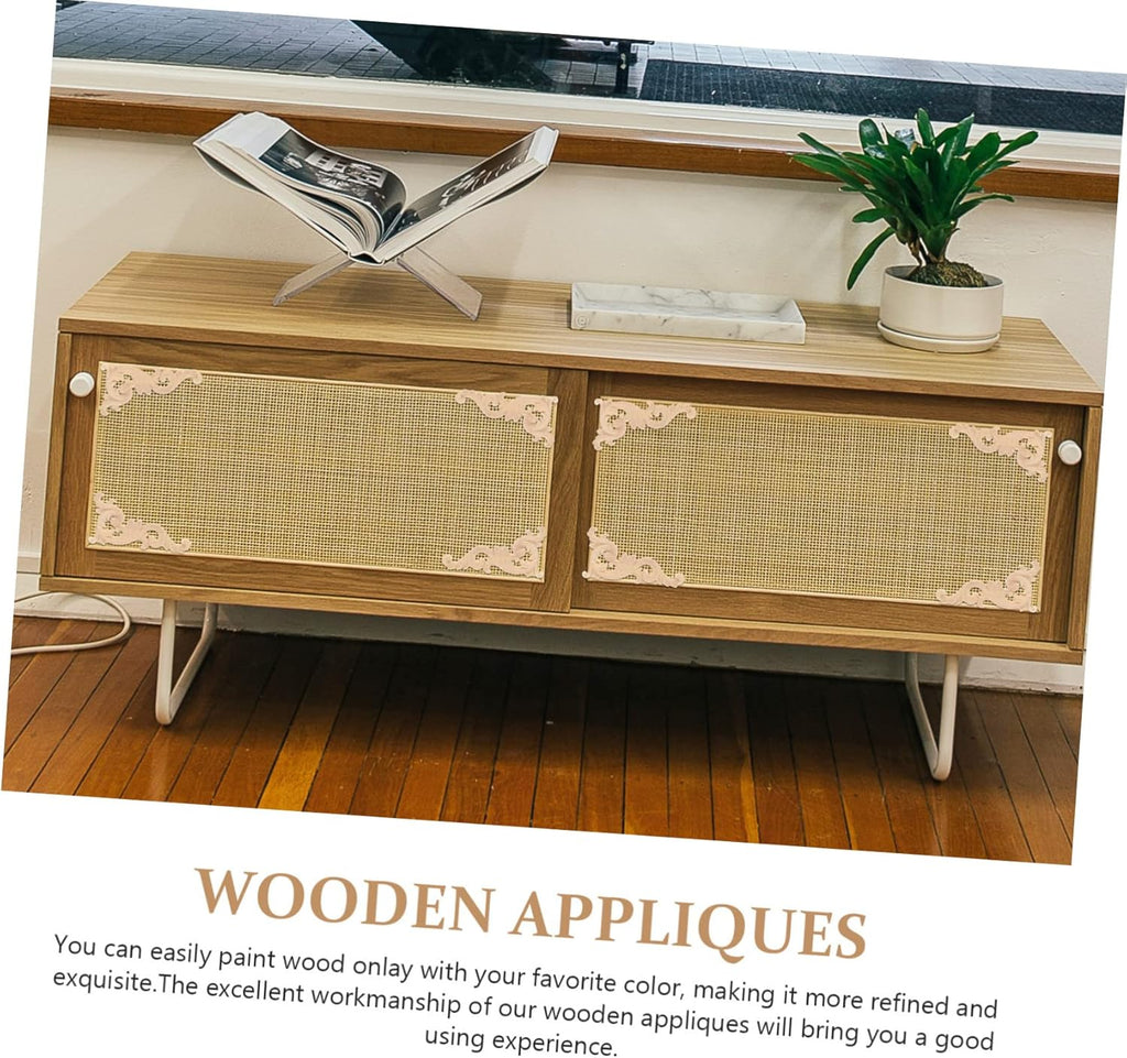 4pcs Unpainted Wood Carved Furniture Appliques Dresser Decor K32919