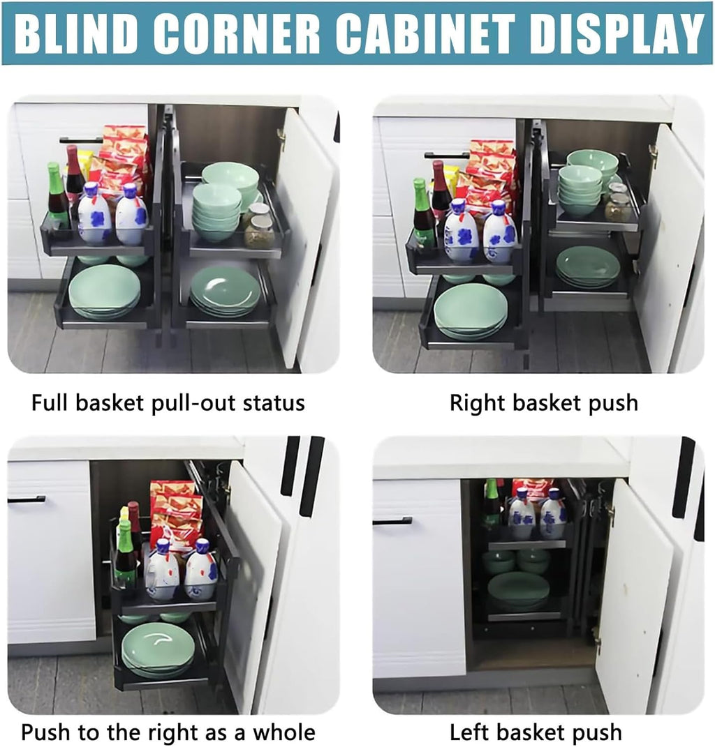 Blind Corner Cabinet Organizer with 4 Shelf Tray Baskets S67197