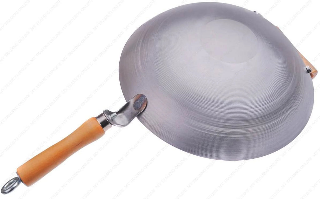Carbon Steel Wok with Helper Handle, 14 Inch, Round Bottom L9857
