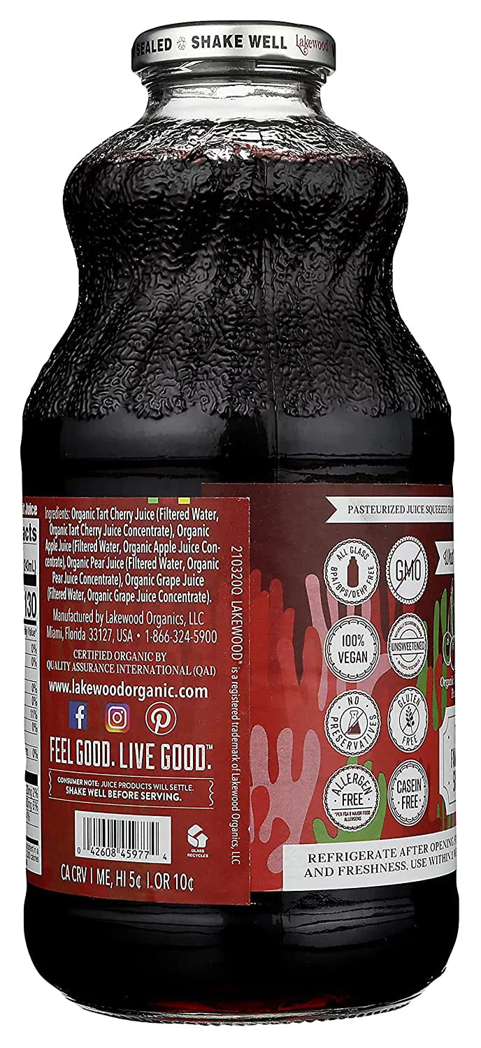 Organic Tart Cherry Juice Blend, No Sugar Added, 32 fl oz, Pack of 2 A35860