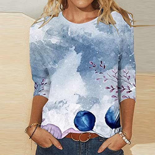 Women's 3/4 Sleeve Casual Floral Print Blouse Y3904