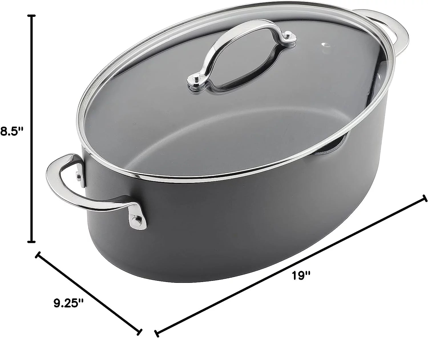 Hard Anodized 8 Quart Non-stick Oval Pasta Pot and Braiser Y824