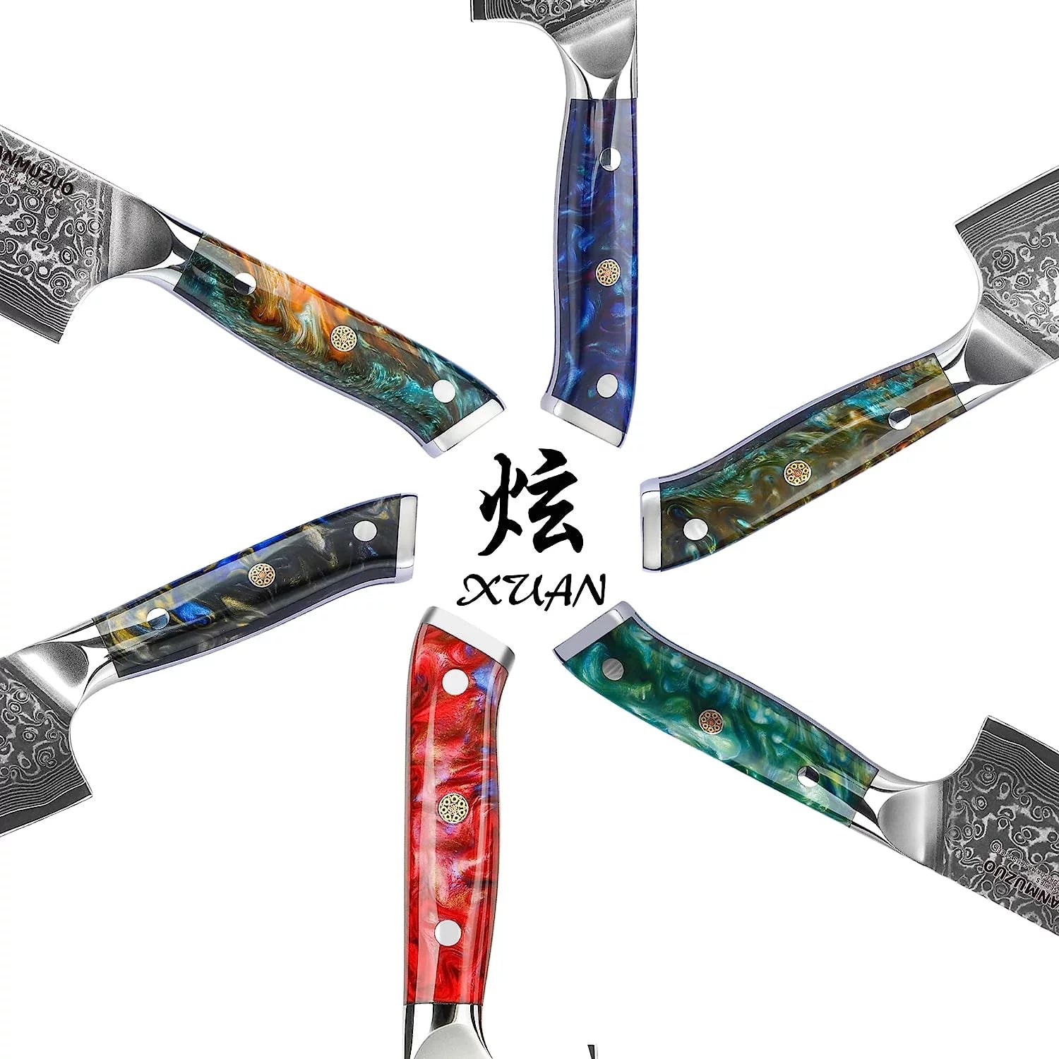 7 inch Damascus Steel Cleaver Knife with Resin Handle T4998