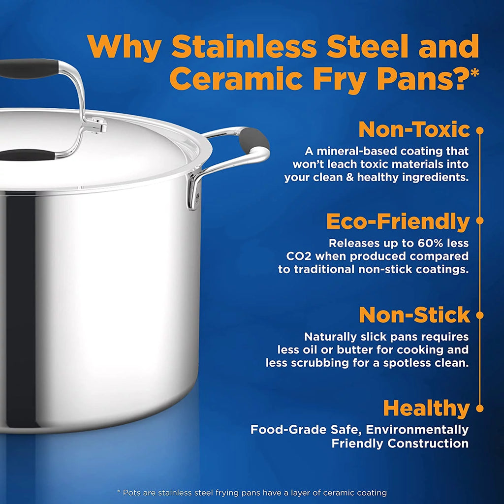 16-Piece Pots & Pans Set with Ceramic Non-Stick Coating and Nylon Utensils B559239