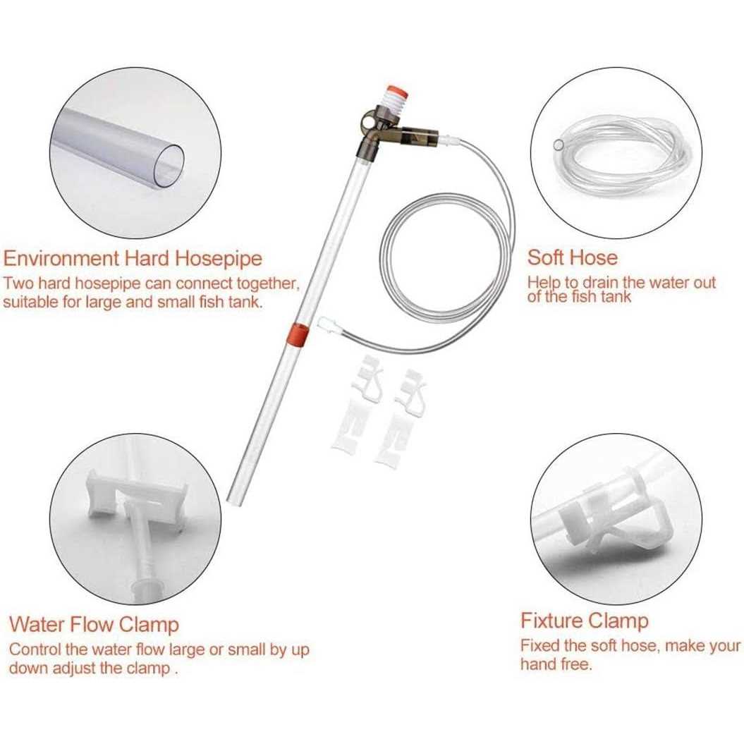 Aquarium Gravel Cleaner Fish Tank Kit Long Nozzle Water Changer with Air-Pressing Button X3606