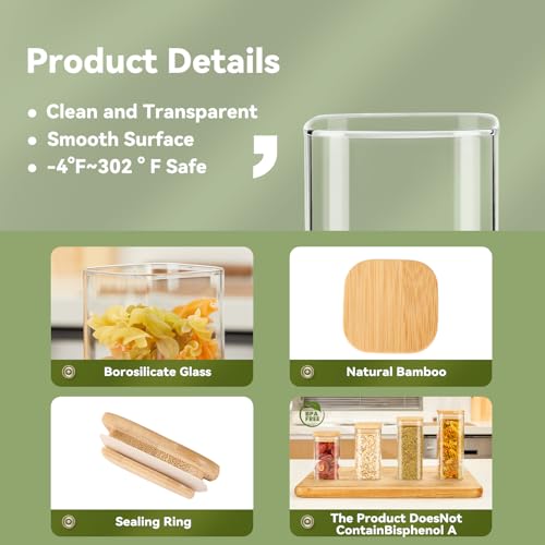 Glass Spice Jars with Bamboo Airtight Lids, 6oz Empty Seasoning Containers U38983