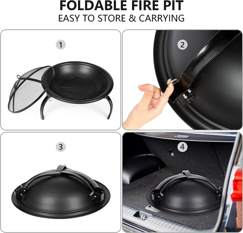 Foldable Mini Fire Pit for Outdoor Camping BBQ A905066