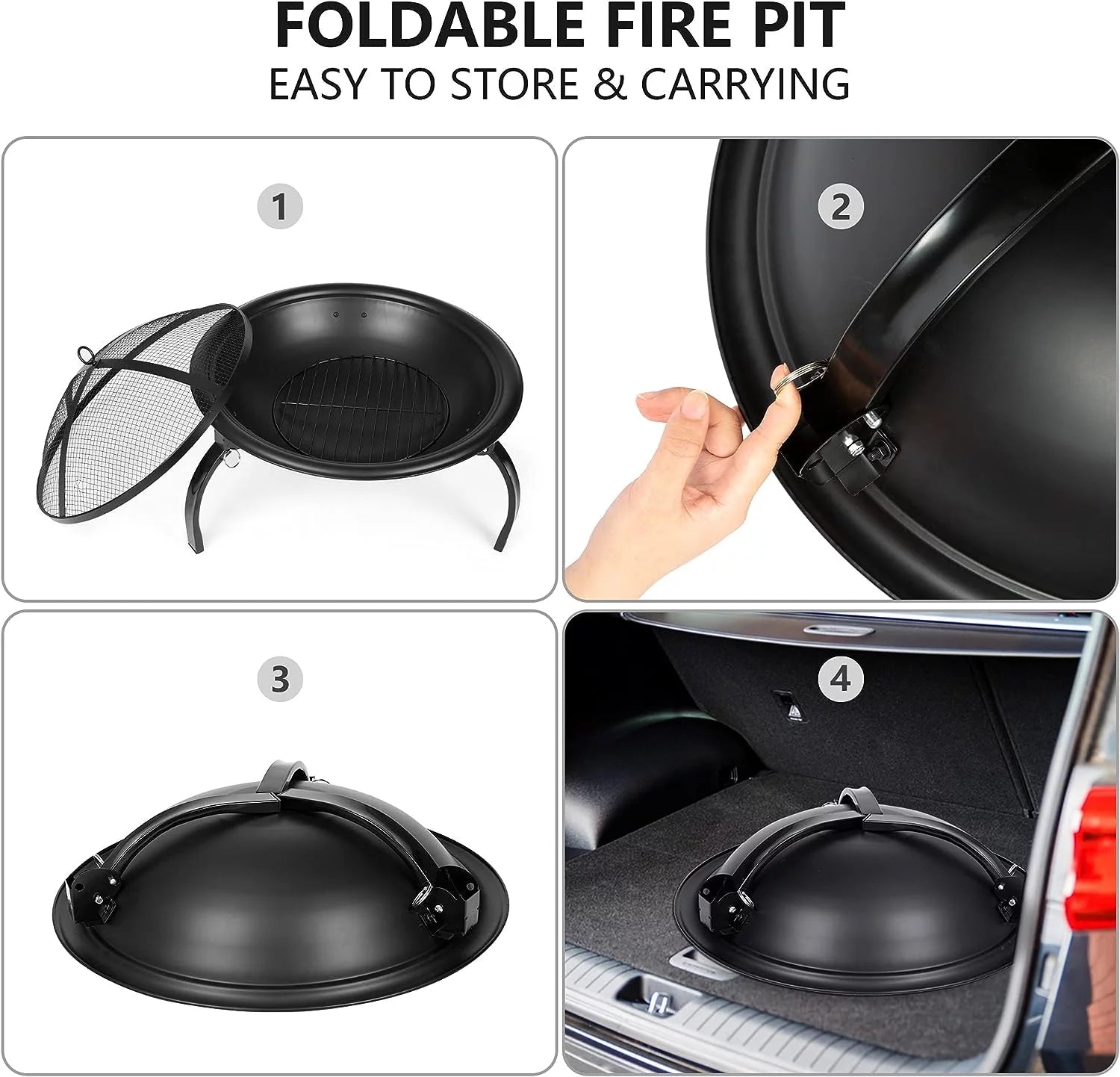 Foldable Mini Fire Pit for Outdoor Camping BBQ A905066