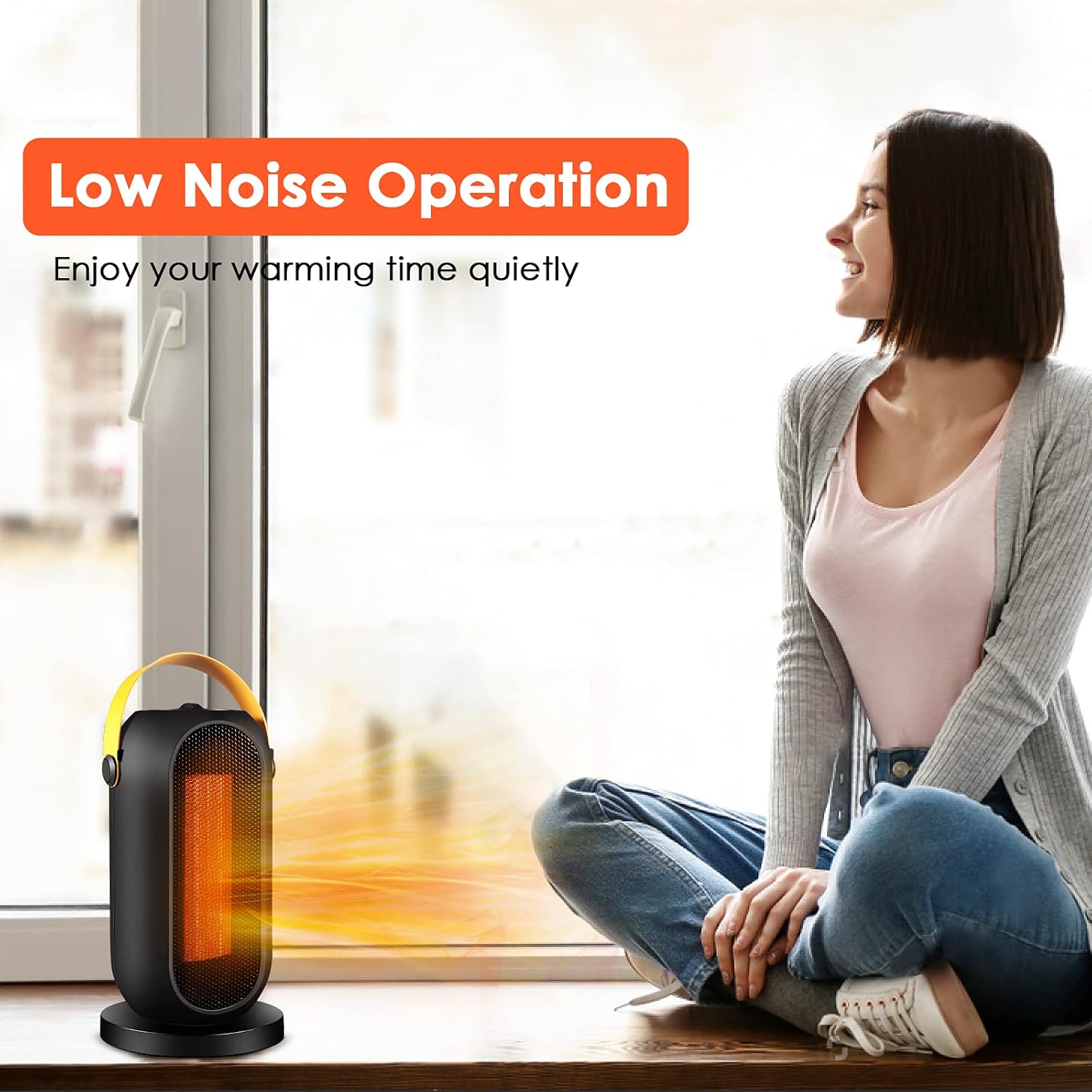 Portable Fan Heater for Home, 1200W PTC Ceramic Heater with 4 Heat Settings B452099