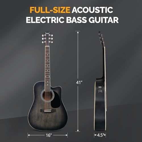 Acoustic Electric Guitar Beginner Kit with Cutaway and Inbuilt Tuner I343
