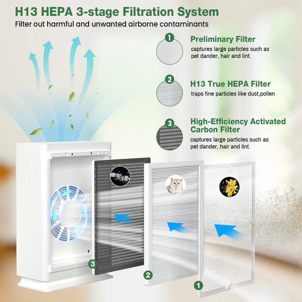HEPA Air Purifier for Pets, Pollen, Dust, Smoke, Large Room Bedroom S304248