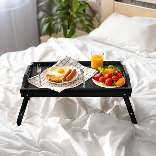 Height Adjustable Bamboo Breakfast Bed Tray with Folding Legs R193