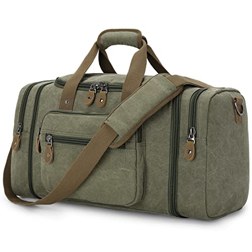 Gonex Canvas Duffle Bag for Travel 50L Expandable Duffel Weekend Overnight Bag men (Gray)