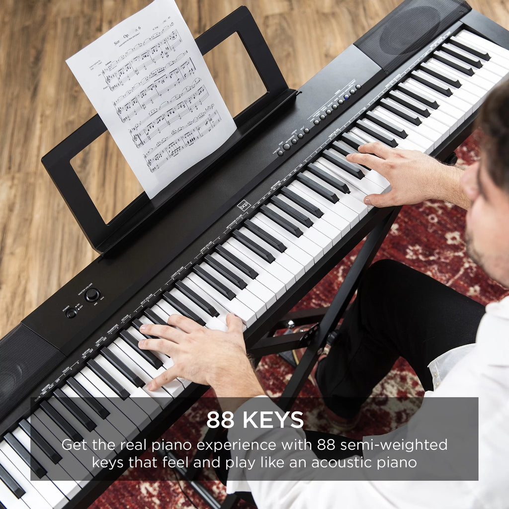 88-Key Full Size Digital Piano with Semi-Weighted Keys, Stand, Pedal T449