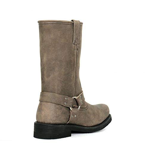 Men's Stone Wash Brown 11-inch Tall Harness Leather Boots B8500