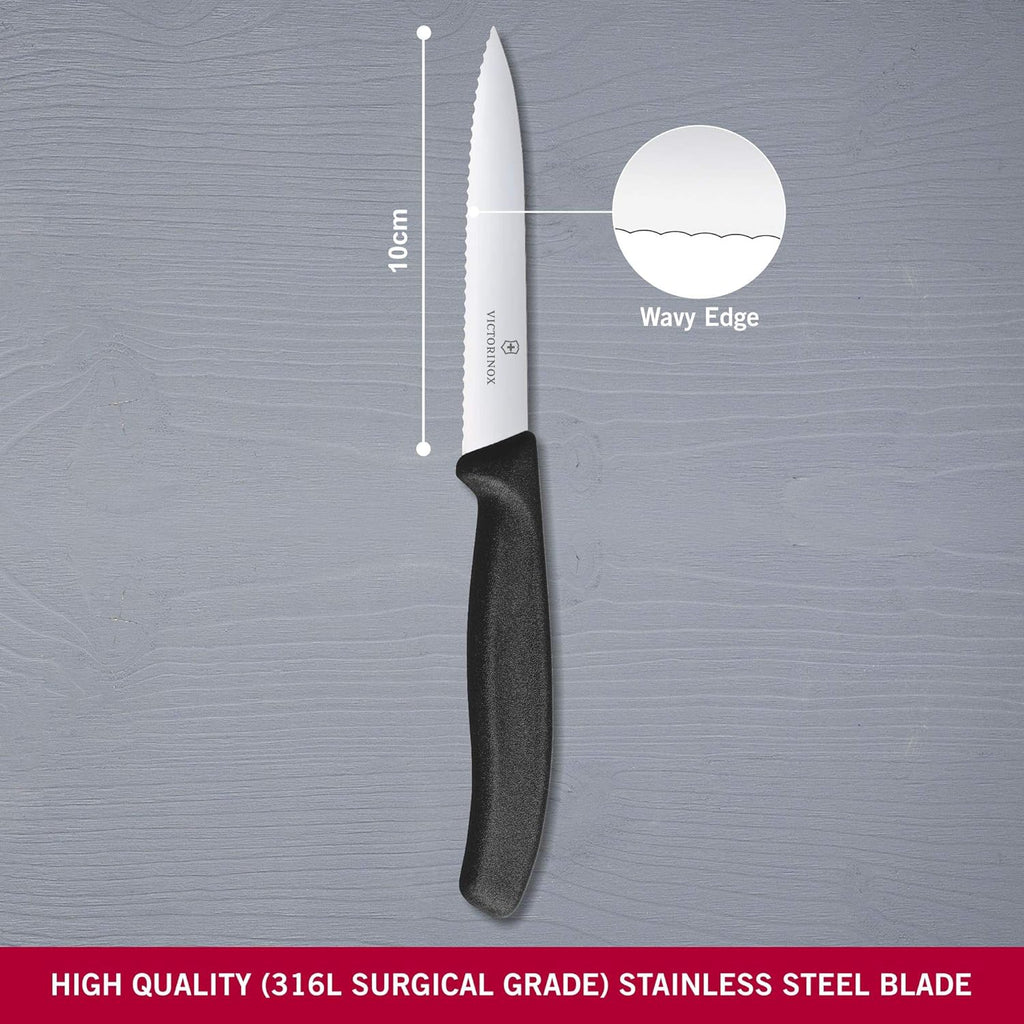Swiss Classic Paring Knife 4" Serrated Blade Black C1301