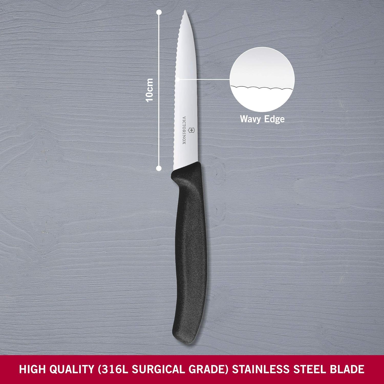 Swiss Classic Paring Knife 4" Serrated Blade Black C1301