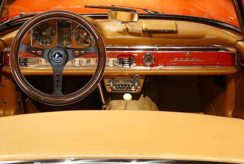 Classic Wood Grain Steering Wheel 14 Inch 3 Spoke with Horn Button B167310