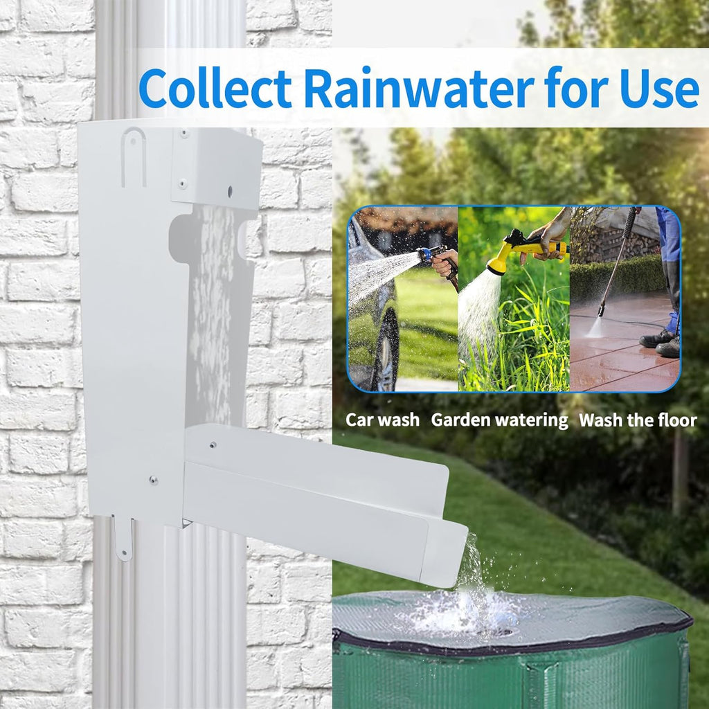 Rainwater Diverter for 3"x4" Downspout, Adjustable Gutter Collection Kit with Screws Y781