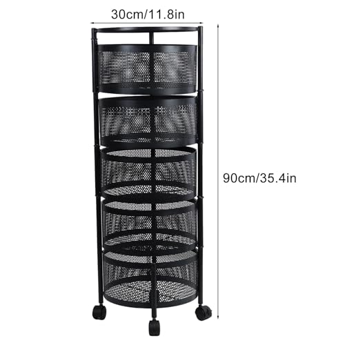 5-Tier Rolling Metal Fruit Basket Storage Rack U157