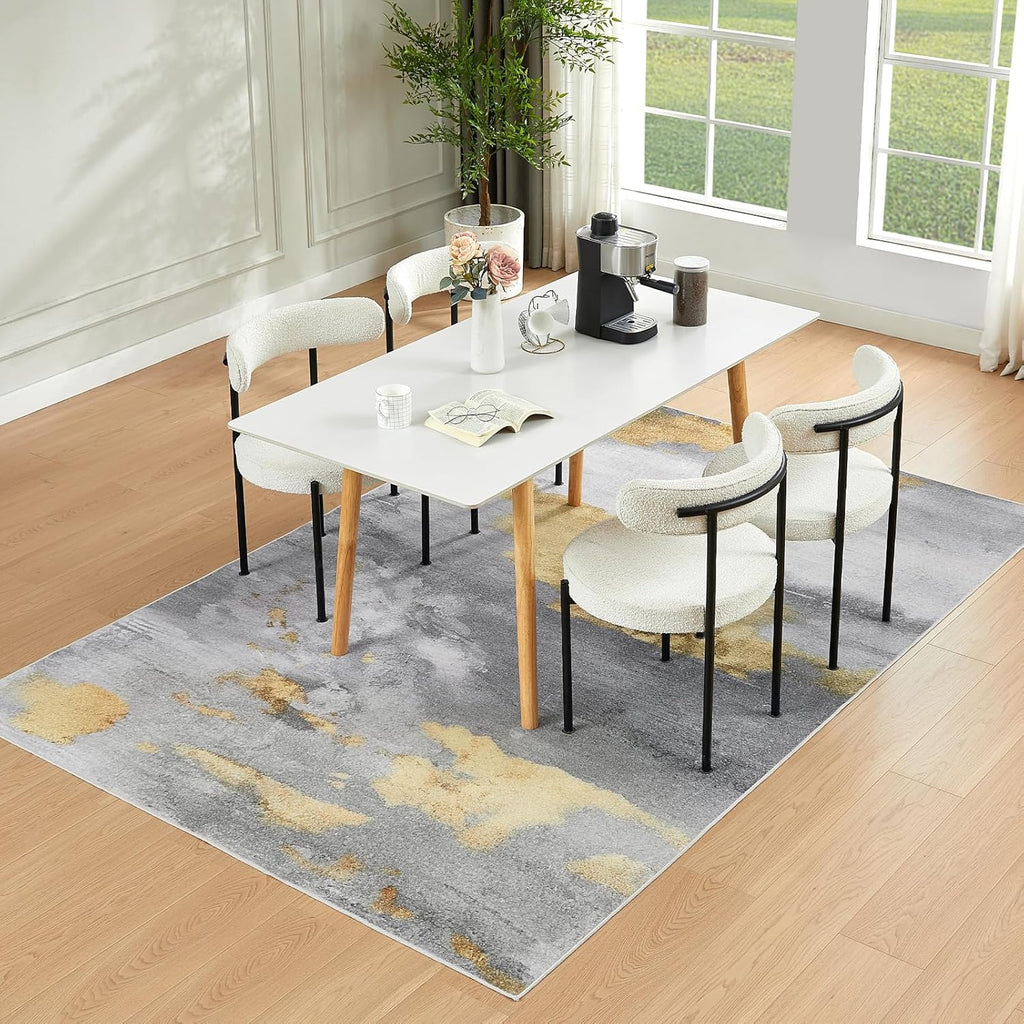 Machine Washable Abstract Area Rug 5'x7' Non Slip for Living Room Bedroom N973415