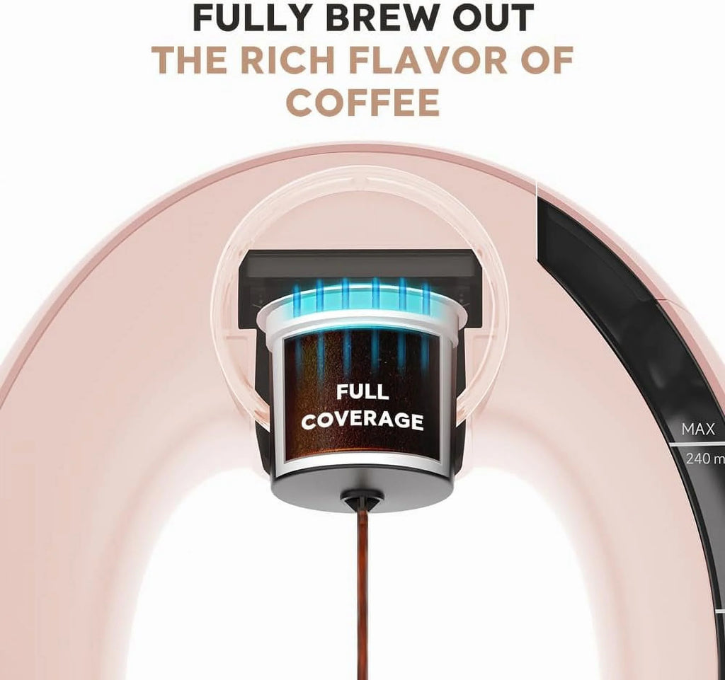 Single Serve Coffee Maker for K-Cup and Ground Coffee, 2 in 1 Brewer with Filter, 4-8oz Brew Sizes, Pink Z4683