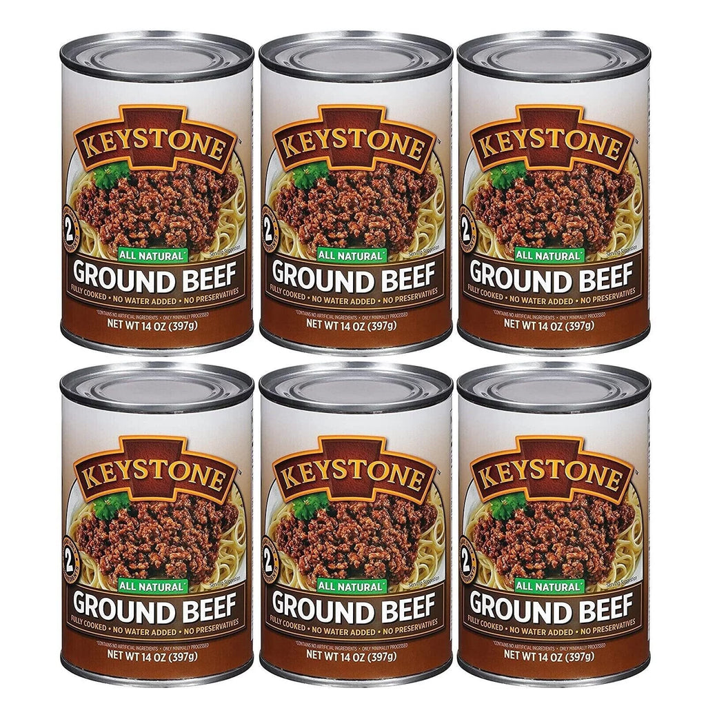 (12 Pack) Keystone Ground Beef 14 oz Can Fully Cooked, Emergency Food for Camping Hiking and Backpacking (12 Cans)