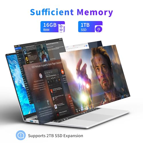 16 Inch Laptop, 16GB RAM 1TB SSD, FHD Display, Backlit Keyboard, Windows 11 Pro R54087