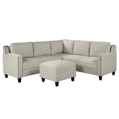 Living Room Studded Upholstered Sofa 2 Piece Set with Cushions (D As Shown)