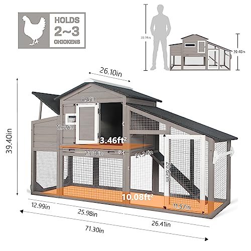 Chicken Coop and Run with Nesting Box, Rabbit Hutch on Wheels S4298